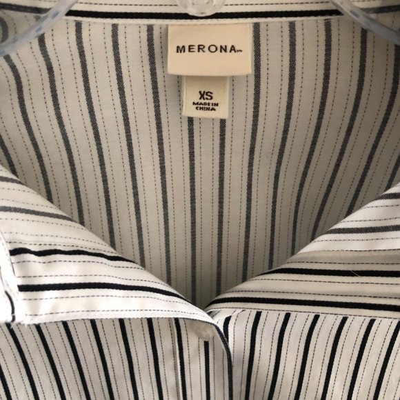 NWOT Striped, Fitted Button Down Blouse - Picture 6 of 17